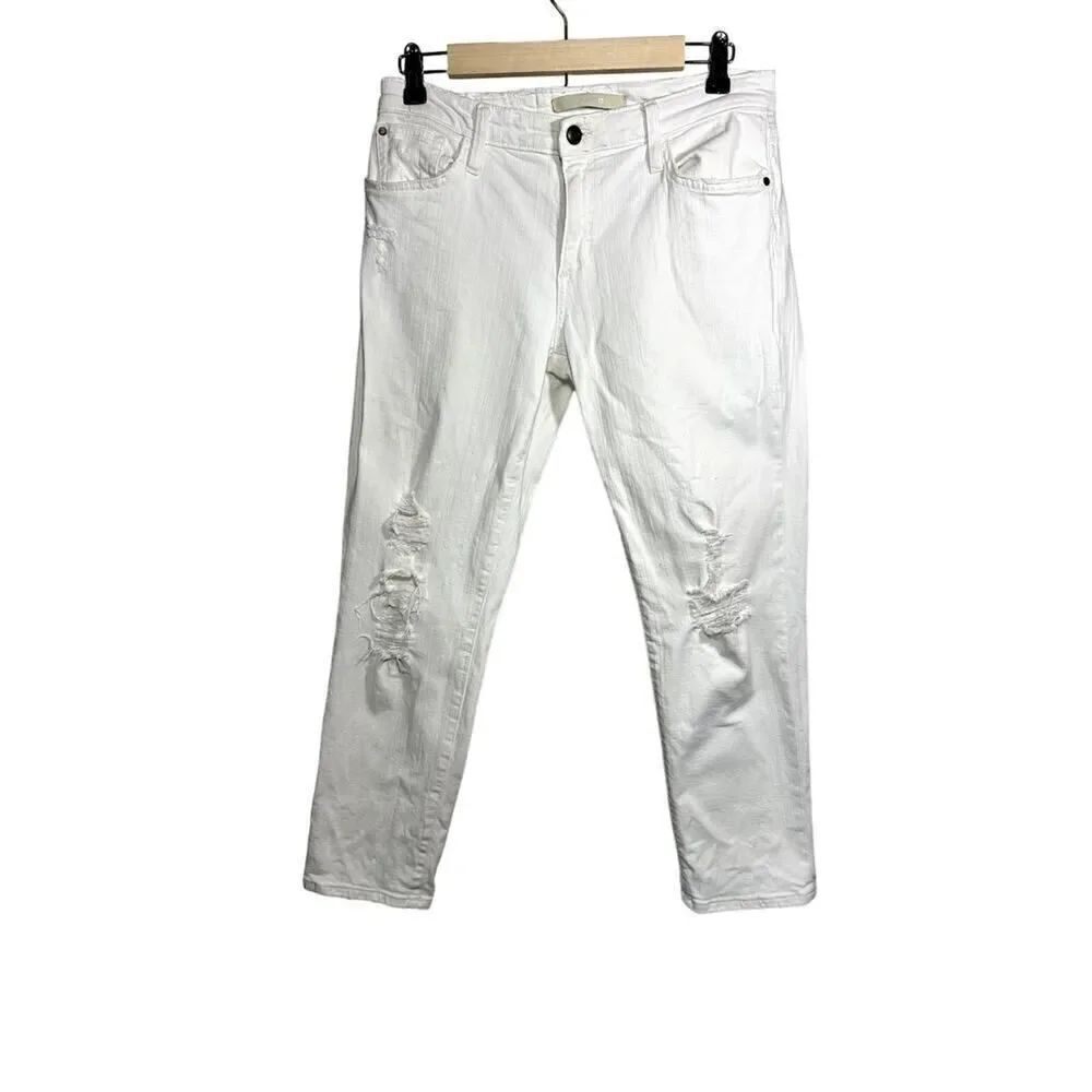 JOE'S Women's Vintage Reserve Distressed Easy Crop Denim Jeans White Size 27